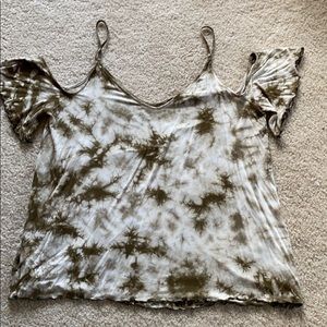 Soft and Sexy AE Cold shoulder tie dye shirt